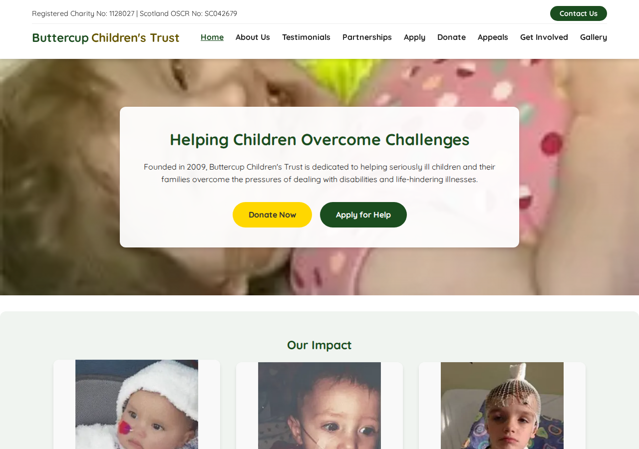 Live homepage of the rebuilt Buttercup Children's Trust website.