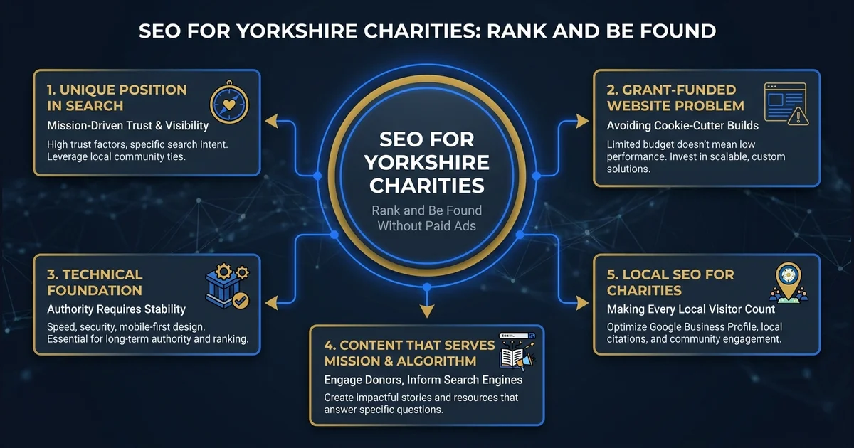 SEO for Yorkshire Charities: Rank and Be Found — visual guide for Leeds and Yorkshire businesses.