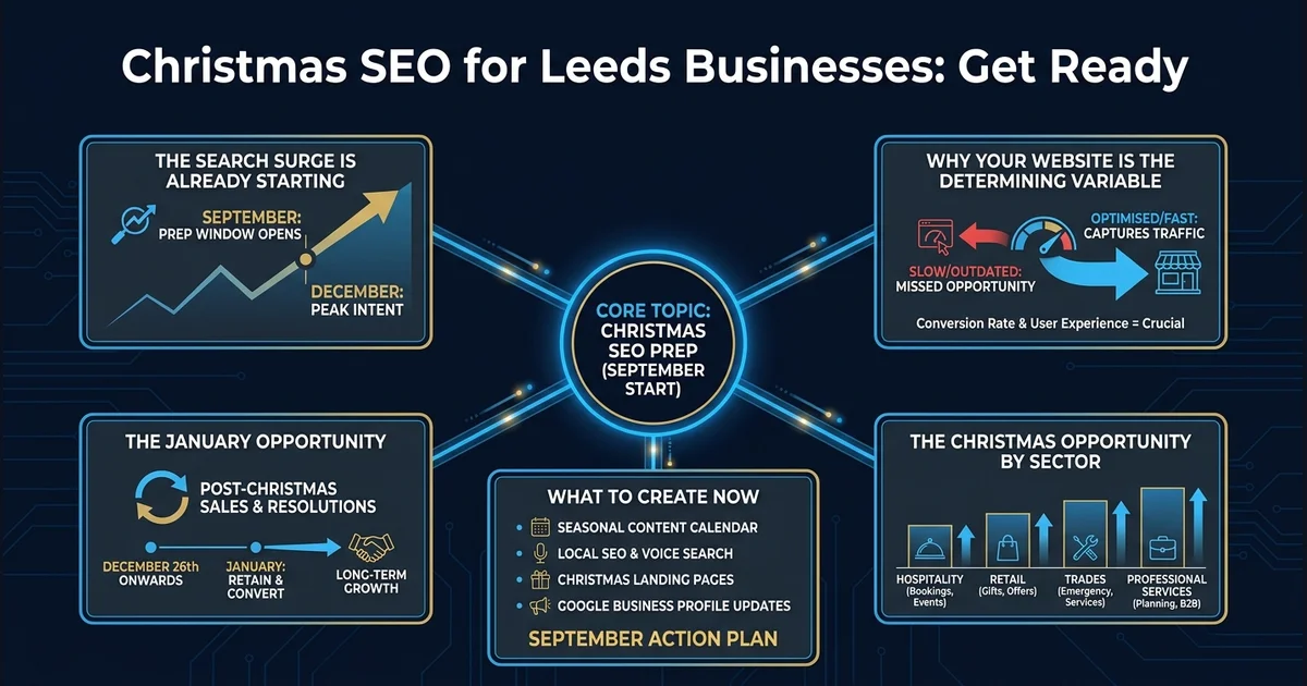 Christmas SEO for UK businesses: Prepare Early Now - visual guide for UK businesses.