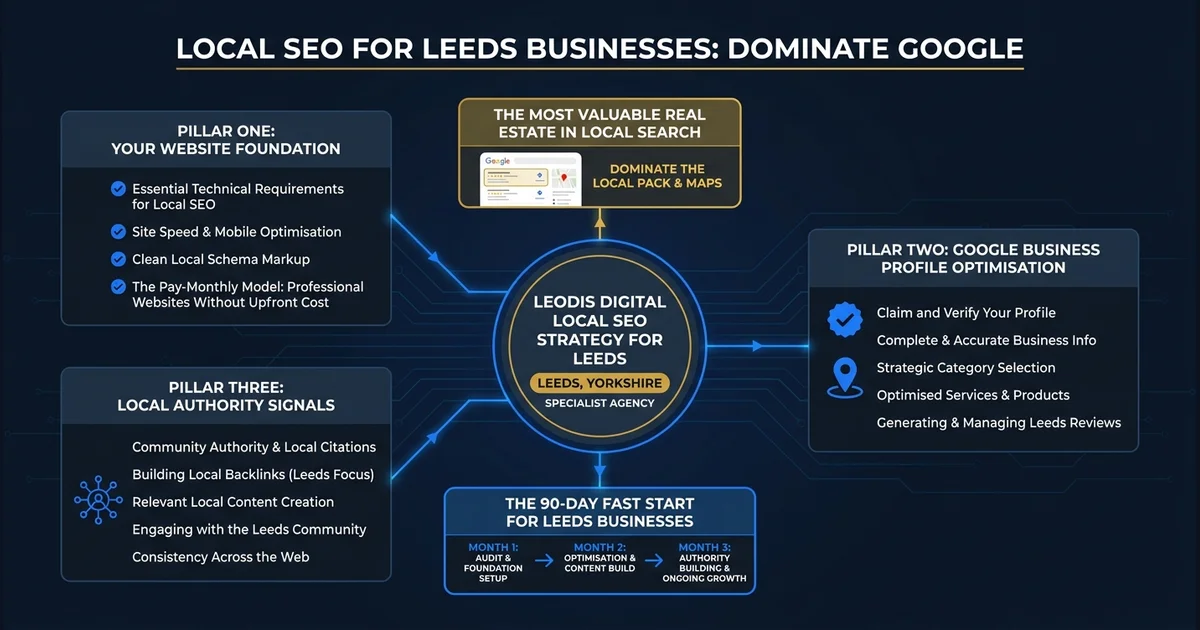 Local SEO for Leeds Businesses: Dominate Google — visual guide for Leeds and Yorkshire businesses.