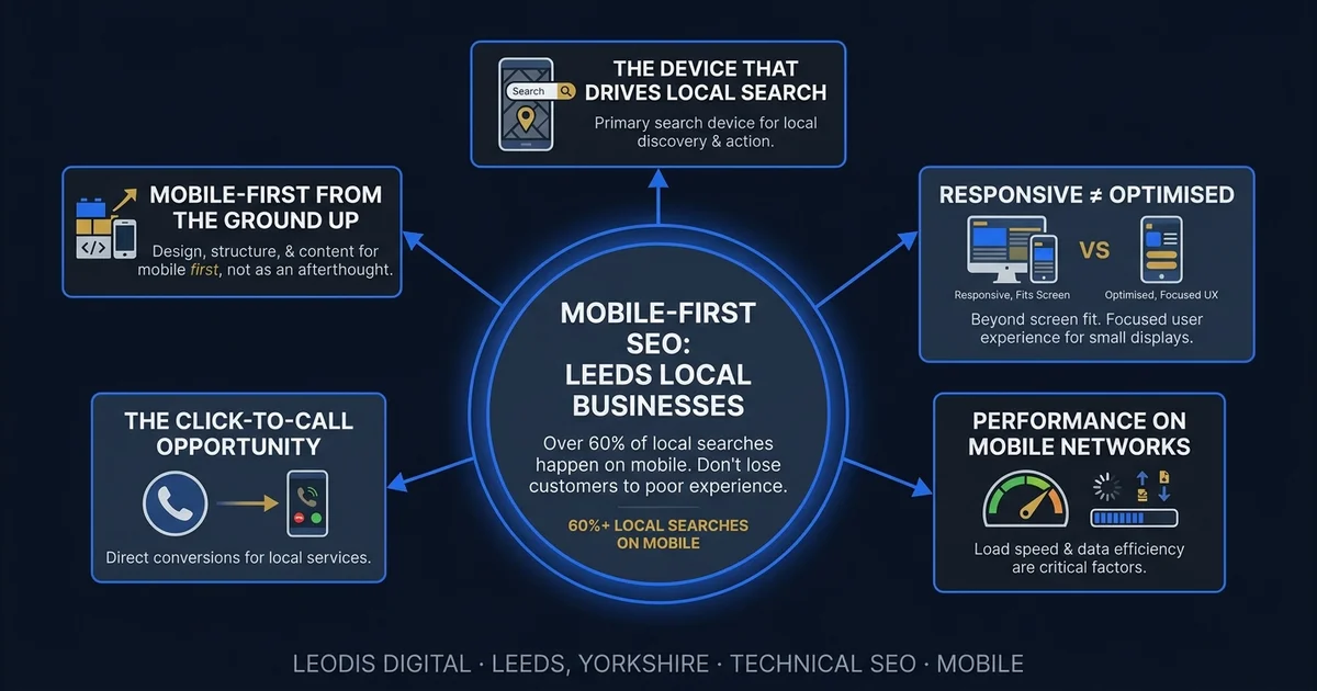 Mobile-First SEO for Leeds Local Business Websites - visual guide for Leeds and Yorkshire businesses.