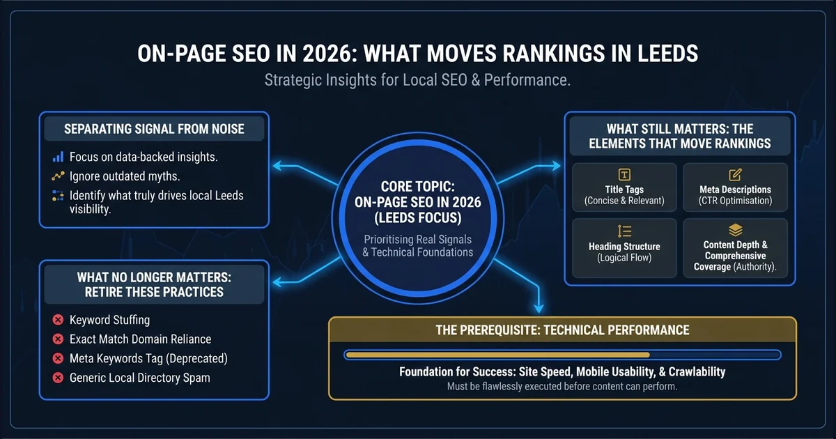 On-Page SEO in 2026: What Moves Rankings in Leeds — visual guide for Leeds and Yorkshire businesses.