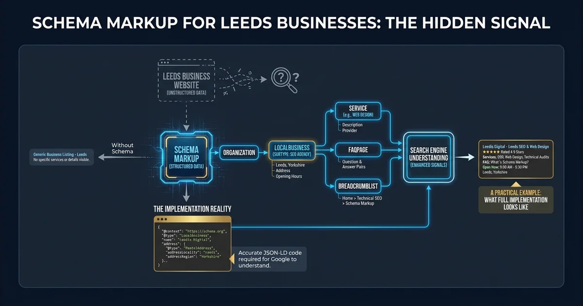 Schema Markup for Leeds Businesses: The Hidden Signal — visual guide for Leeds and Yorkshire businesses.