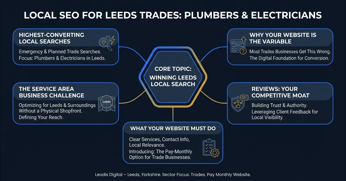 Local SEO for Leeds Trades: Plumbers and Electricians — visual guide for Leeds and Yorkshire businesses.