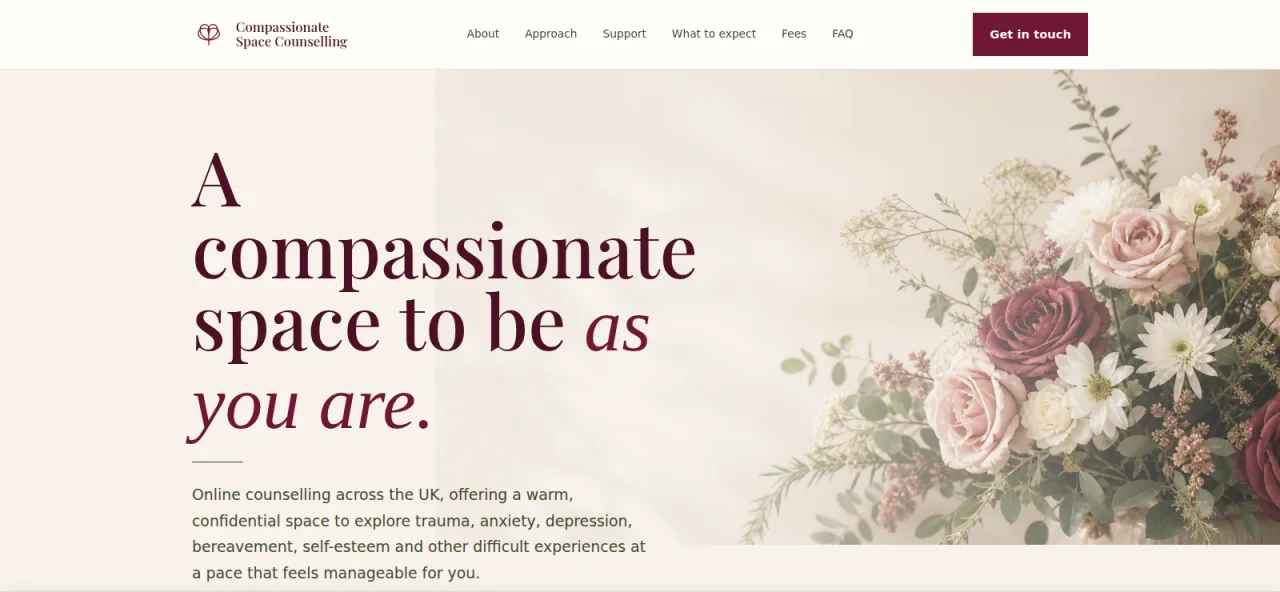 Compassionate Space Counselling website by Leodis Digital — online counselling website case study